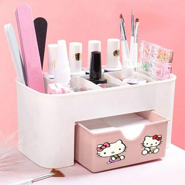 1PC Storage Box With Pink Drawers For Nail Tools, Jewelry, Multifunctional Desk Makeup Organizer Bathroom Decor Fall Decor Makeup Organizer Back To School