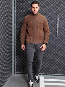 MEN'S DRESS JACKET SUEDE SUEDY CHAMUA - Rust Brown - View 1
