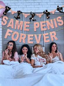 Bachelorette Party Banner, Rose Gold Bachelorette Party Decorations, Hen Party Banner Sign Decorations Bridal Shower Supplies - Pink Black - View 4