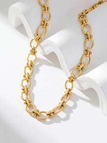 1pc Stainless Steel Knotted Geometric Fashion Personalized Hiphop Necklace For Women, Suitable For Gifts