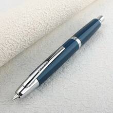 新款金豪10按压式钢笔，可伸缩F尖，金属哑光黑笔身，带墨水转换器，学生礼物