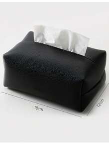 1pc Rectangular Modern Decorative PU Leather Tissue Box Cover, Suitable For Vanity, Nightstand, Living Room, Office Desk And Car