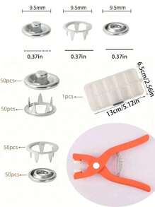 1/50/100pcs Set With Buckle And Installation Tools, For Invisible Snap Buttons, Hidden Snap Buttons For Clothing, Multi-Purpose Fastener Buckles - Multicolor - View 3