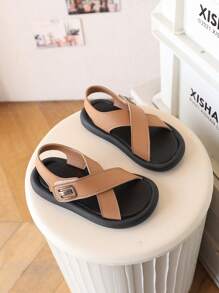 صنادل بنية للأولاد الأطفال، صنادل بيضاء بسيطة للأطفال الصغار، صيفية