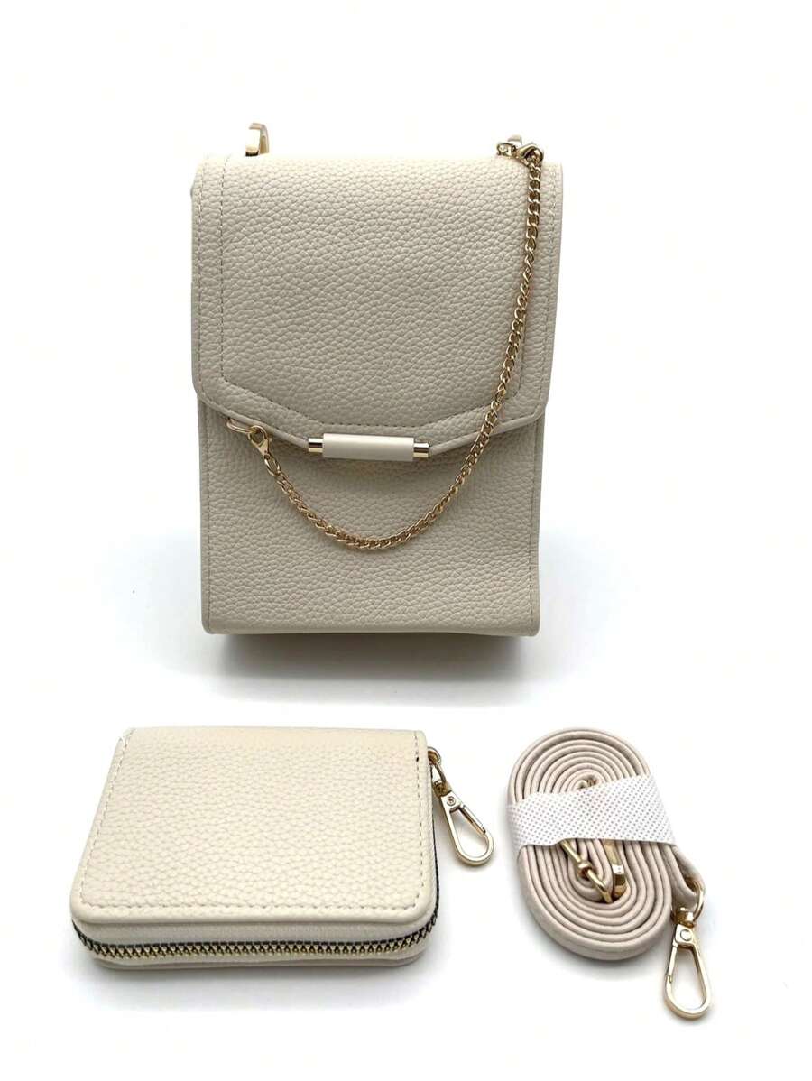 Marsupio casual da donna, marsupio retrò in PU, borsa da viaggio multitasca da esterno - Beige - Visualizzare 1