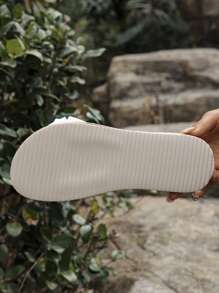 Dép xăng đan đế bằng nữ có nơ, mũi tròn, kiểu dáng slip-on, giày mùa hè thời trang và thoải mái, dép đi biển nhẹ cho nữ. - trắng - Xem 8
