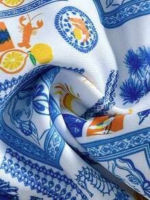 女士比基尼套装三角形罩杯，金属装饰和细肩带，拼色印花泳装，适合夏季海滩度假