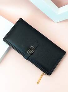 MINGYOU Long Style Women's Fashion Buckle Sweet Cute Wallet, Exquisite Zipper Wallet Multi-Function Card Holder Wallet, Student Gift - Black - View 6