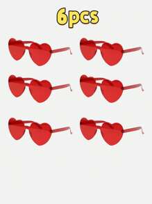 6 pezzi Occhiali da festa a forma di cuore, occhiali a forma di cuore senza montatura neri, occhiali a forma di cuore divertenti per gadget da festa, Natale