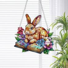 1pc Easter Exquisite Bunny Decoration Hanging Ornaments, 2D Acrylic Flat Design, Suitable For Living Room, Bedroom Or Study, Vibrant Easter Theme Decoration Pendant, Suitable For Home And Interior Decoration, Simple And Fashionable Home Scene Decoration, Holiday Party Atmosphere Props, Home Decoration, Party Decoration, Perfect Easter Gift For Family And Friends