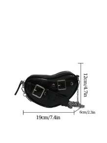 Personalized Style Women's Crossbody Bag, Exquisite Hardware Loop With Decorative Shoulder Bag, Solid Color Simple And Lightweight Chain Shoulder Strap Shaped Small Bag, College Student Daily Travel And Shopping Storage Small Bag, Lightweight And Practical Zipper Closure Multifunctional Chain Bag, Suitable For Gifting Friends For Shopping, Dating, Business Trips And Business Purposes