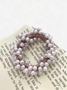 5pcs Women Elegant Simple Fashion Versatile High Elastic Faux Pearl Hair Scrunchies, Suitable For Daily Use, Home, School, Beach, Work, Party, Holiday, Birthday, Back To School, New Year, Valentine's Day, Mother's Day Gift, All Seasons - Multicolor - View 7