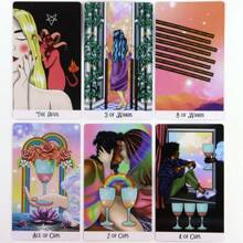 一套 78 张优质纸质英文神秘灵魂塔罗牌，适合青少年及以上人群，复古塔罗牌占卜棋盘游戏卡 - 圖片色 - 查看 6