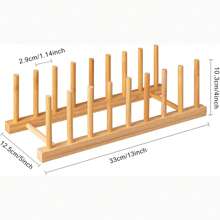 Estante multiusos de bambú, puede almacenar platos, tazones, tazas, libros, tapas de ollas, tablas de cortar, estante de secado, estante de escurrido, estante de almacenamiento, adecuado para gabinetes de cocina (mantener seco) - Marrón - Ver 12