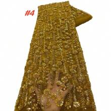 African Nigerian Net Groom Lace Fabrics 2025 High Quality With Sequins For Evening Dress Latest French Beaded Tulle Lace Fabric Sewing - Multicolor - View 8
