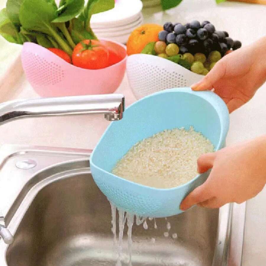 1 pieza Cesta para verduras/frutas, colador de drenaje, finos agujeros de malla para lavar arroz - Multicolor - Ver 1