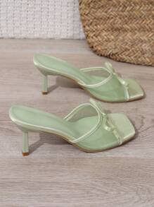 Lime Green Spring Summer New Mesh Breathable Open Toe High Heel Sandals Versatile Simple Thin Heel Outdoor Sandals Shoes For Women - Fruit Green - View 7