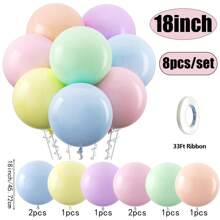 18 英寸(45.72 厘米)粉彩气球大型加厚糖果色气球大型圆形多色乳胶气球适用于生日派对婚礼彩虹派对背景装饰花环和拱门装饰气球 - 糖果色 - 查看 32