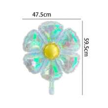 1/3/5/6/10/12PCS 19英寸透明激光雏菊花铝箔气球，全息向日葵形气球，适用于主题派对用品生日派对结婚周年装饰， - 炫彩 - 查看 8