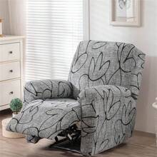 1 Vỏ bọc ghế massage họa tiết hoa, Vỏ bọc ghế co giãn in họa tiết dày màu xanh lá cây, thích hợp cho mọi mùa - Màu xám đen - Xem 7