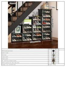 经济型多层塑料鞋架柜带门，防尘收纳，新时尚家居入口 - 彩色 - 查看 16