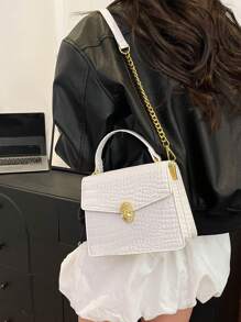2025 New Fashionable High-End Crocodile Pattern Ladies Handbag, Hand-Held & Crossbody Small Square Bag - White - View 4