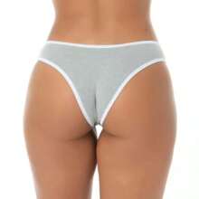 Kit With 5 Adult Cotton Thong Panties Plain Cotton With Bias Elastic - Multicolor - View 8