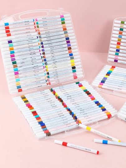 12/24/36/48/60/80 色亚克力马克笔，凿子头，适用于塑料表面，非常适合绘画和着色，学生文具，圣诞礼物[手柄和盒子上随机包装有徽标] 返校