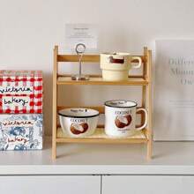 1 pieza Estantería de escritorio de madera maciza, estantería de escritorio de cocina de doble capa, estantería de escritorio, estantería de almacenamiento de escritorio para el hogar, decoración del hogar, decoración de la habitación, almacenamiento de tazas, organizador de cocina