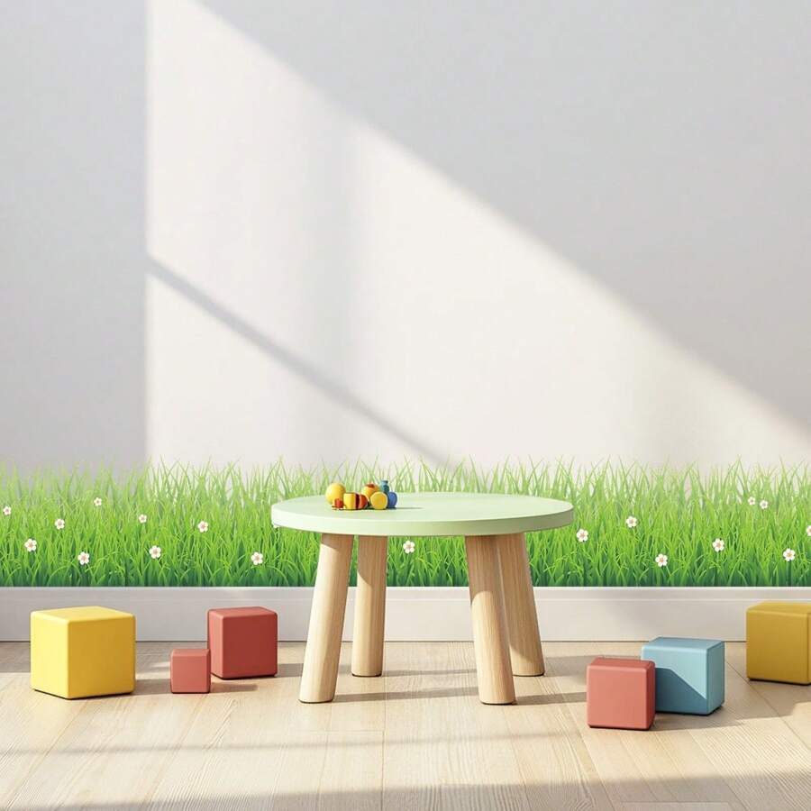 1pc Green Plant Wall Sticker Baseplate, Colorful Flower Leaves Wall Decals, Removable Skirting Board Mural, PVC Garden Wall Decoration For Living Room, Bedroom, Bathroom Room Decor Home Decor Bathroom Decor Bedroom Decor Room Decoration Stuff Living Room Decor House Decor Home Decor Living Room Wall Art Wall Paper Stickers