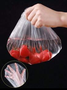 300 pezzi, confezione da 3, set monouso di film per alimenti e cuffie da doccia, coperchi riutilizzabili per contenitori di cibo in PE, pellicola trasparente, sacchetti in PE, coperchi elastici monouso per ciotole