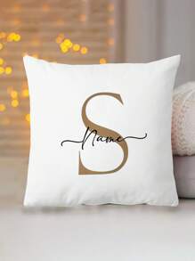 1 pieza Funda de almohada personalizada con patrón de inicial/nombre, decoración del hogar de estilo moderno y sencillo, funda de cojín suave, adecuada para abuela, padres, parejas, maestros, hermanas en varios tamaños - regalo perfecto para amas de casa, cumpleaños u ocasiones especiales, sin relleno de almohada incluido, transpirable, ligero, lavable, lindo, cálido, suave, cómodo, renovación otoñal del hogar, decoración de otoño - Multicolor - Ver 4
