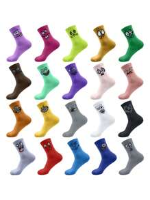 1 Pair Of Mid-Tube Socks For Men And Women | Polyester | Colorful Funny Candy Pattern | Comfortable, Stretchy Knitwear | Machine Wash | Perfect For Casual Wear And Gifts, Novelty Socks | Vibrant Mid-Tube Socks | Elastic Hosiery, Lovely Socks - Multicolor - View 7