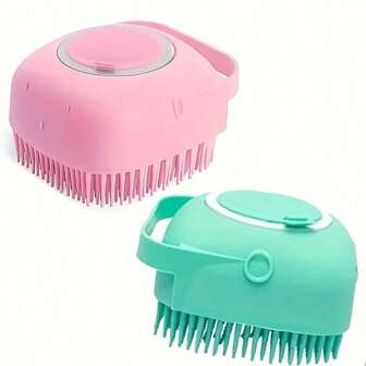Mild Silicone Pet Brush Suitable For Dogs And Cats - Massage And Clean With The Built-In Shampoo Dispenser