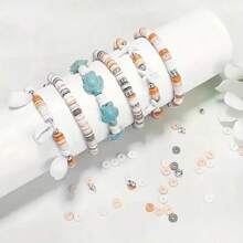 2000pcs Sea Holiday Bead Set - Sky Blue, Tortoiseshell, Starfish, Polymer Clay Pieces For DIY Bracelet And Jewelry Making Kit