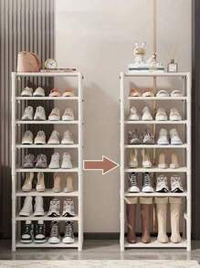 8-stöckiges schmales Schuhregal, vertikales Regal, stabiler Organizer, platzsparende Aufbewahrung, Schrank, stabil, einfache Montage, aus Vliesstoff und Metall, freistehende Regale für Schrank, Eingangsbereich, Flur, Schlafzimmer