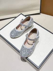 Children's Glittery Glass Shoes For Girls, Soft Sole Chorus Performance Princess Shoes, Fashion High Heels Stage Shoes For Little Girls