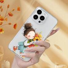 1pc Transparent Minimalist Sunflower Princess Design Phone Case, Compatible With IPhone Apple 16 Pro Max/15/14 Plus/13/12/11, Series, Personalized Protection Shell Waterproof Shockproof Anti-Fall Scratch Resistant - Multicolor - View 3