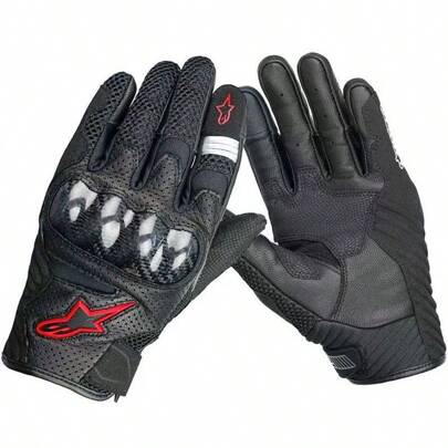 Alpinestars Guantes de moto Alpines SMX-1 AIR V2 de piel y fibra de carbono con pantalla táctil para motocross y carreras de motocicletas