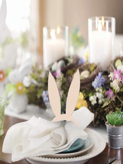 6 Stück/12 Stück/24 Stück Osterhasen Holz Servietten Ringe, kreative Heim-Dekoration Holz Papierhandtuch Ringe für den Esstisch