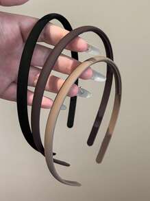 4个/1个轻盈纯色发箍，黑色、卡其色、棕色可选，防滑塑料材质，时尚百搭，优雅简约风格，适合女性日常、休闲、派对、通勤、度假、扎马尾、盘发、洗脸、化妆、搭配服装等场合，也可作为发带、发箍、头箍、家居护肤头饰使用。 - 彩色 - 查看 4