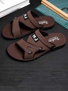 2025 New Summer Men's Brown Leather Sandals, Driving Wear-Resistant Non-Slip Beach Slippers