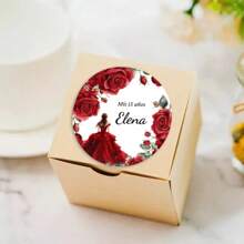 Customized 15th Birthday Crown Stickers, Personalized XV Years Old Birthday Party Decoration Labels, Crown & Butterfly Stickers