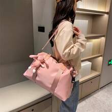 Weekend Over Night Holiday Luggage Travel Duffel Bag, Large Capacity Gym Yoga Bag, Carry-On Handbag With Dry And Wet Separation Holiday Essentials Travel Essentials Travel Bag Travel Accessories Bag For School School Accessories School Stuff - Pink - View 5