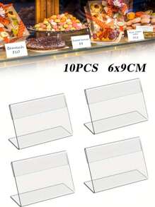 10/5Pcs Acrylic Price Tag Holders - L-Shaped Transparent Sign Display Stands For Labels, Water-Resistant, Ideal For Office & Dining Settings