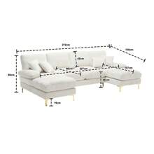 Canapé d'angle moderne en forme de U, tissu chenille, canapé surdimensionné avec méridienne, canapé modulable avec pouf et coussins, élégant pour le salon
