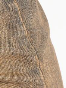 弹力紧身叠层牛仔裤，休闲棉混纺喇叭牛仔裤，带斜口袋 - 黃色 - 查看 7