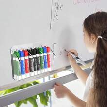 Lumanman - Soporte para rotuladores de borrado en con 3 compartimentos, soporte para lápices de acrílico, soporte para bolígrafos transparentes para pizarrón, nevera, casillero, - 1 - Ver 6