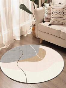 A Luxury Imitation Cashmere Round Rug, Soft And Fluffy, Suitable For Living Room And Bedroom Decoration, Non-Slip, Striped Design Rug