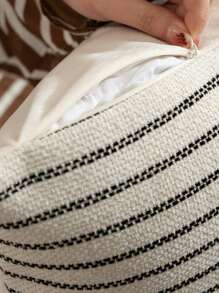 1 件，100% 涤纶农舍枕套，现代风格抱枕套，米色和黑色条纹靠垫套，沙发椅家居装饰客厅装饰四季装饰 - 米色 - 查看 5